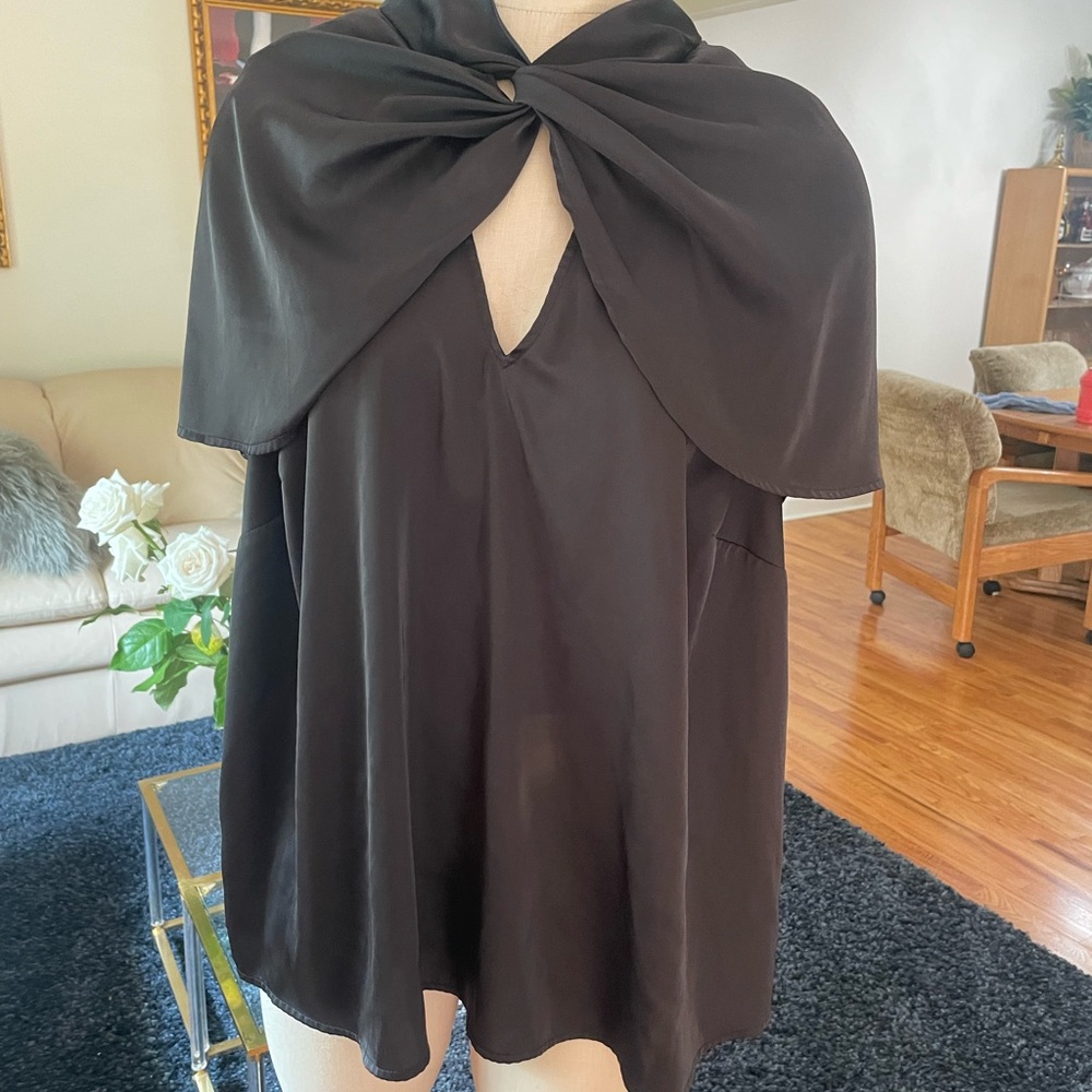 Eloquii Black Sleeveless Cape Blouse